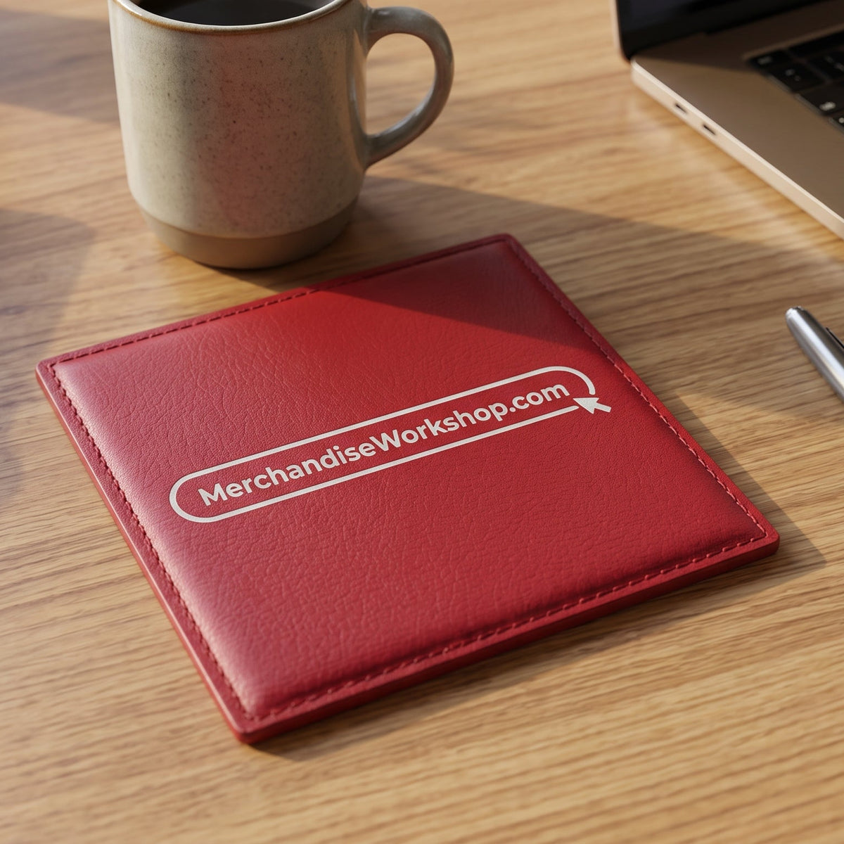 Custom Red / White PU Coaster